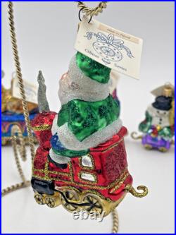 Larry Fraga Christmas Choo Choo Train Ornament Set 5pc NIB Holiday Train Set