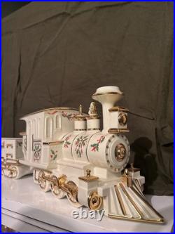 Lenox Holiday Junction 3-Piece Porcelain Train Set 24K Gold Trim Mint Condition