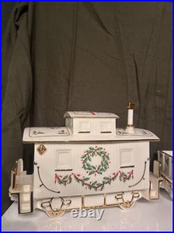 Lenox Holiday Junction 3-Piece Porcelain Train Set 24K Gold Trim Mint Condition