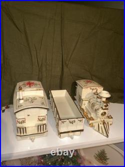 Lenox Holiday Junction 3-Piece Porcelain Train Set 24K Gold Trim Mint Condition