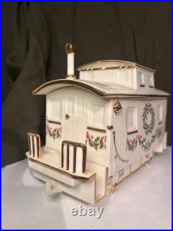 Lenox Holiday Junction 3-Piece Porcelain Train Set 24K Gold Trim Mint Condition