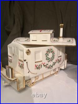 Lenox Holiday Junction 3-Piece Porcelain Train Set 24K Gold Trim Mint Condition