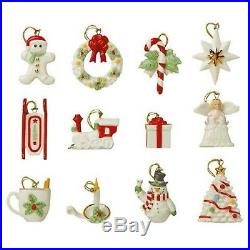 Lenox Winter Delights Miniature Tree Ornaments Set 12 Angel Train Christmas NEW