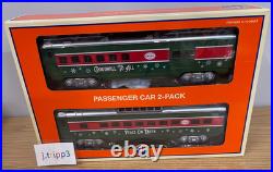 Lionel 2427980 Sleigh Bell Streamlined Passenger Car Train O Gauge 2-Pack Set
