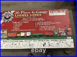 Lionel Lines 36 Piece G-Gauge Christmas Train Set With Remote in box Tested