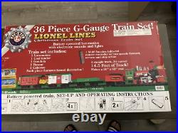 Lionel Lines 36 Piece G-Gauge Christmas Train Set With Remote in box Tested Lionel Lines 36 Piece G-Gauge Christmas Train Set With Remote in box Tested