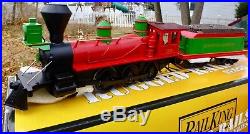 MTH 4-6-0 Rail King Christmas Train Set Steam Engine, Tender, 5 Coach/Box Cars