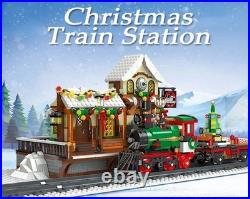 NEW 1362PCS Christmas Train Station Winter City MOC Building Set
