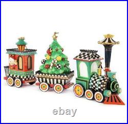 NEW MacKenzie-Childs Christmas Train Ornament Set of 3 HTF