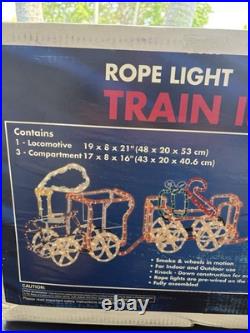 NOS Animated Christmas Train Rope Light Yard Decoration 4 Pc Sealed Box New