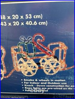 NOS Animated Christmas Train Rope Light Yard Decoration 4 Pc Sealed Box New