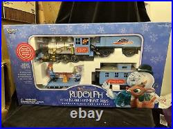 New 2001 Bass-rankin Rudolph's Red Nose Express Train Set Mib Factory Sealed Set