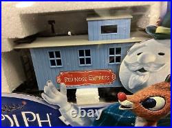 New 2001 Bass-rankin Rudolph's Red Nose Express Train Set Mib Factory Sealed Set