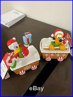 New Set Hallmark Disney Christmas Express Train Mickey Goofy Pluto Donald Minnie