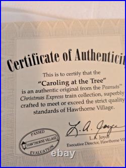 Peanuts Christmas Express Train Car Hawthorne Village Caroling at the Tree COA