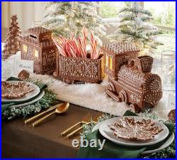 Pottery Barn Ceramic Gingerbread Train Set Christmas Collection