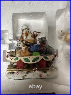 RARE Danbury Mint The Christmas Cat Express Holiday Train Set Of 6 NEW