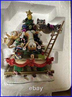 RARE Danbury Mint The Christmas Cat Express Holiday Train Set Of 6 NEW