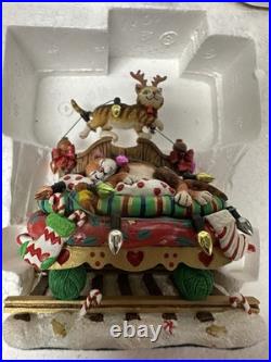 RARE Danbury Mint The Christmas Cat Express Holiday Train Set Of 6 NEW