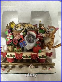 RARE Danbury Mint The Christmas Cat Express Holiday Train Set Of 6 NEW