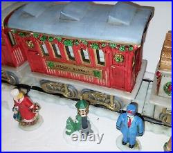 RARE Lillian Vernon Christmas Lighted Ceramic Train Set withPeople MIB