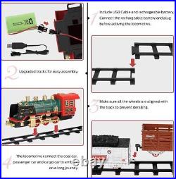 Race Track Electric Christmas Train Tracks Set Kids Toy with Lights Sound Railroad