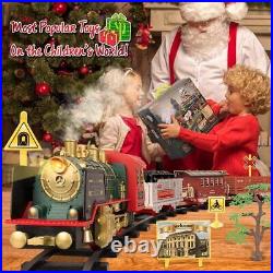 Race Track Electric Christmas Train Tracks Set Kids Toy with Lights Sound Railroad