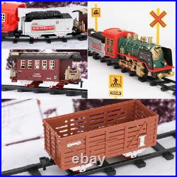 Race Track Electric Christmas Train Tracks Set Kids Toy with Lights Sound Railroad