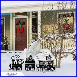 RealSteel Outdoor Christmas Train Set Holiday Yard Decorations W