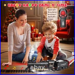 Remote Control Christmas Train Set with Lights, Smoke & Whistle for Kids Remote Control Christmas Train Set with Lights, Smoke & Whistle for Kids