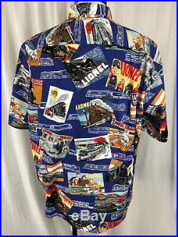 Reyn Spooner Lionel Train Set Retro Collectible Rare Christmas Holiday Shirt XL