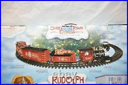 Rudolph The Red Nose Reindeer G-Scale Christmas Town Express Train Set WithBox