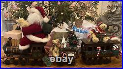 Santa crakewood by karen didion train teddy bear set 3 pieces christmas wood