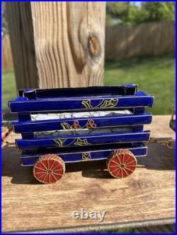TYCO 5 Piece Christmas Enameled Cloisonne Train Set with Original Boxes