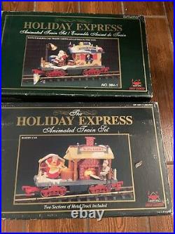 The HOLIDAY EXPRESS New Bright Animated Christmas Train Set #384 2 Xtra Trains