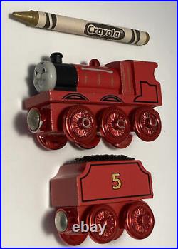 Thomas Wooden Metallic Red James Special Edition Train Set Engine Tender Railway