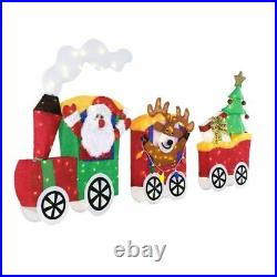 Tinsel Santa with Train Set 75.5 inch LED Lighted