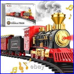Toy Train Set for Kids Lights Smoke Sound Christmas Tree Toddler Model