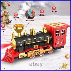 Toy Train Set for Kids Lights Smoke Sound Christmas Tree Toddler Model