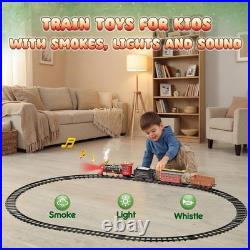 Toy Train Set for Kids Lights Smoke Sound Christmas Tree Toddler Model