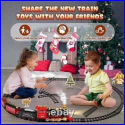 Toy Train Set for Kids Lights Smoke Sound Christmas Tree Toddler Model