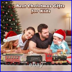 Toy Train Set with Remote Control Lights Smoke Sound Christmas Tree Play