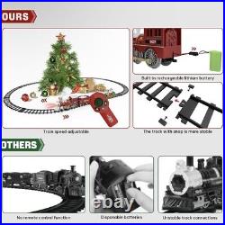 Train Set, Remote Control Electric Train Toy with Smoke, Light & Music Christmas
