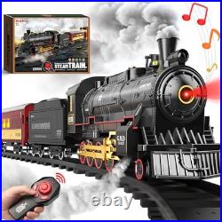 Train Set for Boys, Remote Control Christmas Train Sets RC Train & Glowing Car