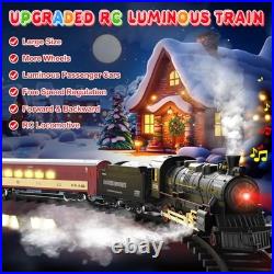 Train Set for Boys, Remote Control Christmas Train Sets RC Train & Glowing Car