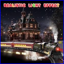 Train Set for Boys, Remote Control Christmas Train Sets RC Train & Glowing Car
