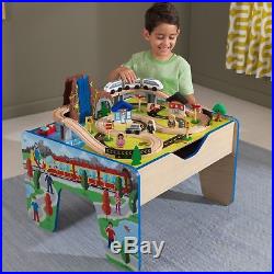 Train Track Table Playset Play Set Kids Wooden Train Set Boys Christmas Gifts