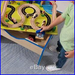 Train Track Table Playset Play Set Kids Wooden Train Set Boys Christmas Gifts