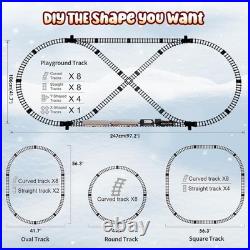 Upgraded USB Rechargeable Metal Christmas Train Set with Lights Smoke and Tra