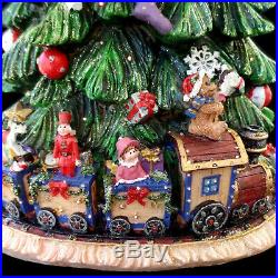 VINTAGE color-wheel DECORATED FIBER OPTIC CHRISTMAS TREE & TRAIN SET / AS-IS